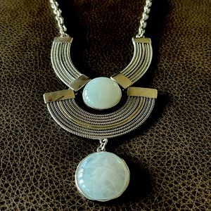 NY&Co. Large statement piece. Silver setting w/ two baby blue stones